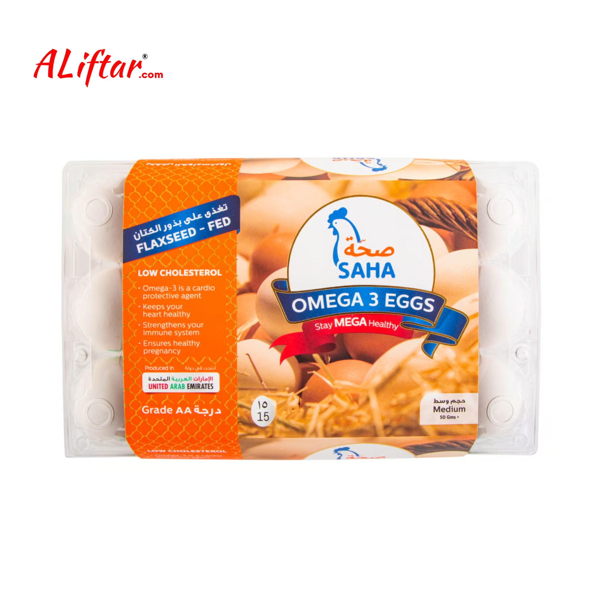 Saha Omega-3 White Medium Eggs (15-Piece) - ALiFTAR.com